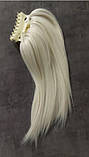 Шиньйон хвіст рівний на крабі Скандинавський білий каскад 40 см термовлокно, фото 5