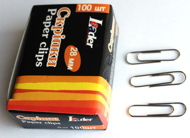 Металева скріпка Leader нікільована 28 мм, фото 1