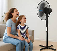 Побутовий вентилятор RAF TOP FS40-5 з осевим механізмом і підлоговим монтажем, Чорний