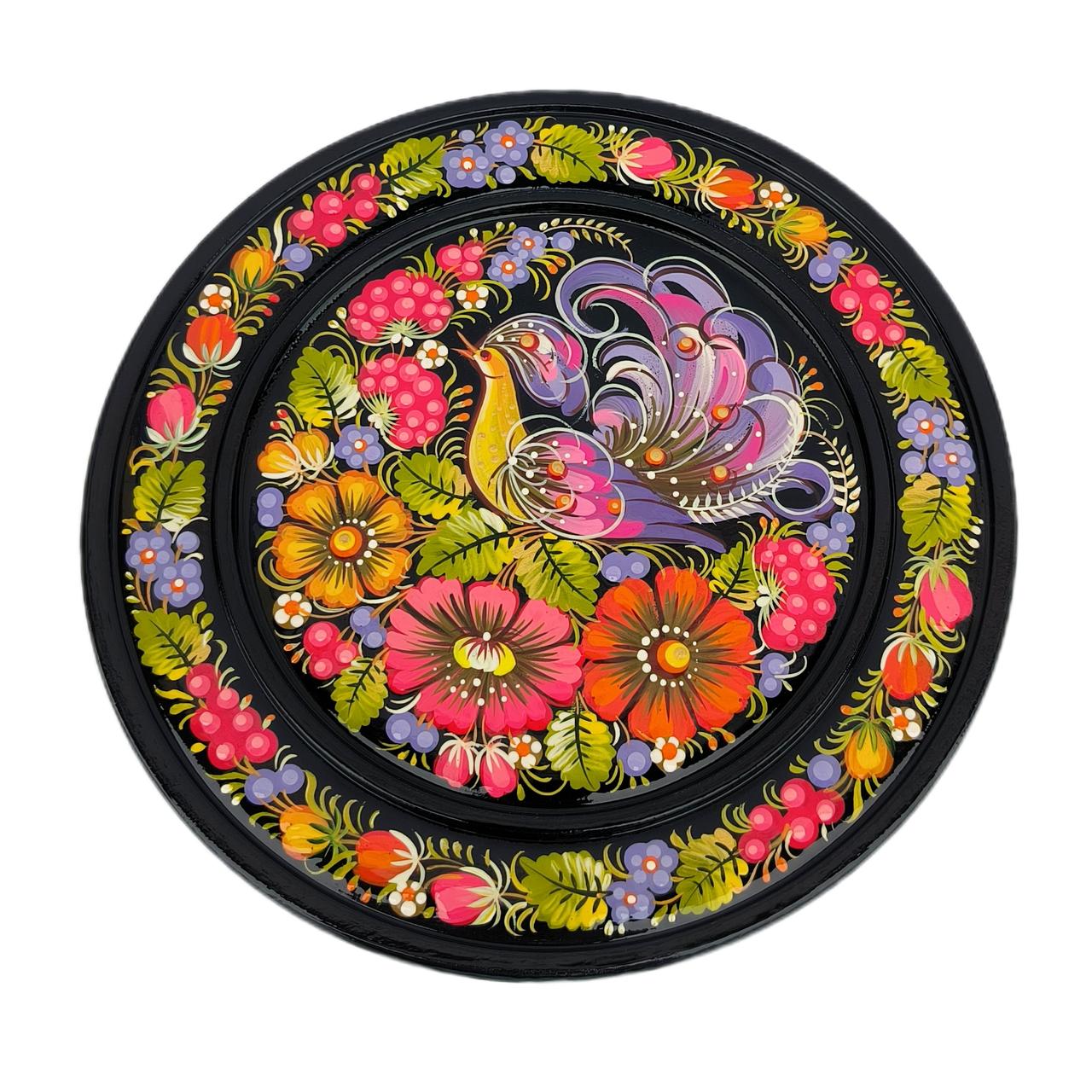 Тарілка  20 см у подарунковій коробці "Жар птиця" з  авторським петриківським розписом