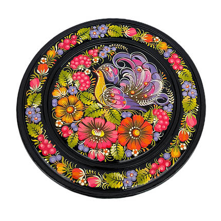 Тарілка 20 см у подарунковій коробці "Жар птиця" з авторським петриківським розписом, фото 1