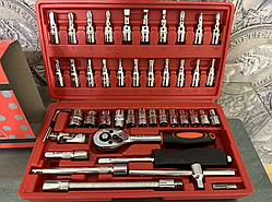 Набори інструменту у валізі Набір інструментів із тріскачкою 46 предметів 1/4 Набір ключів із тріскачкою