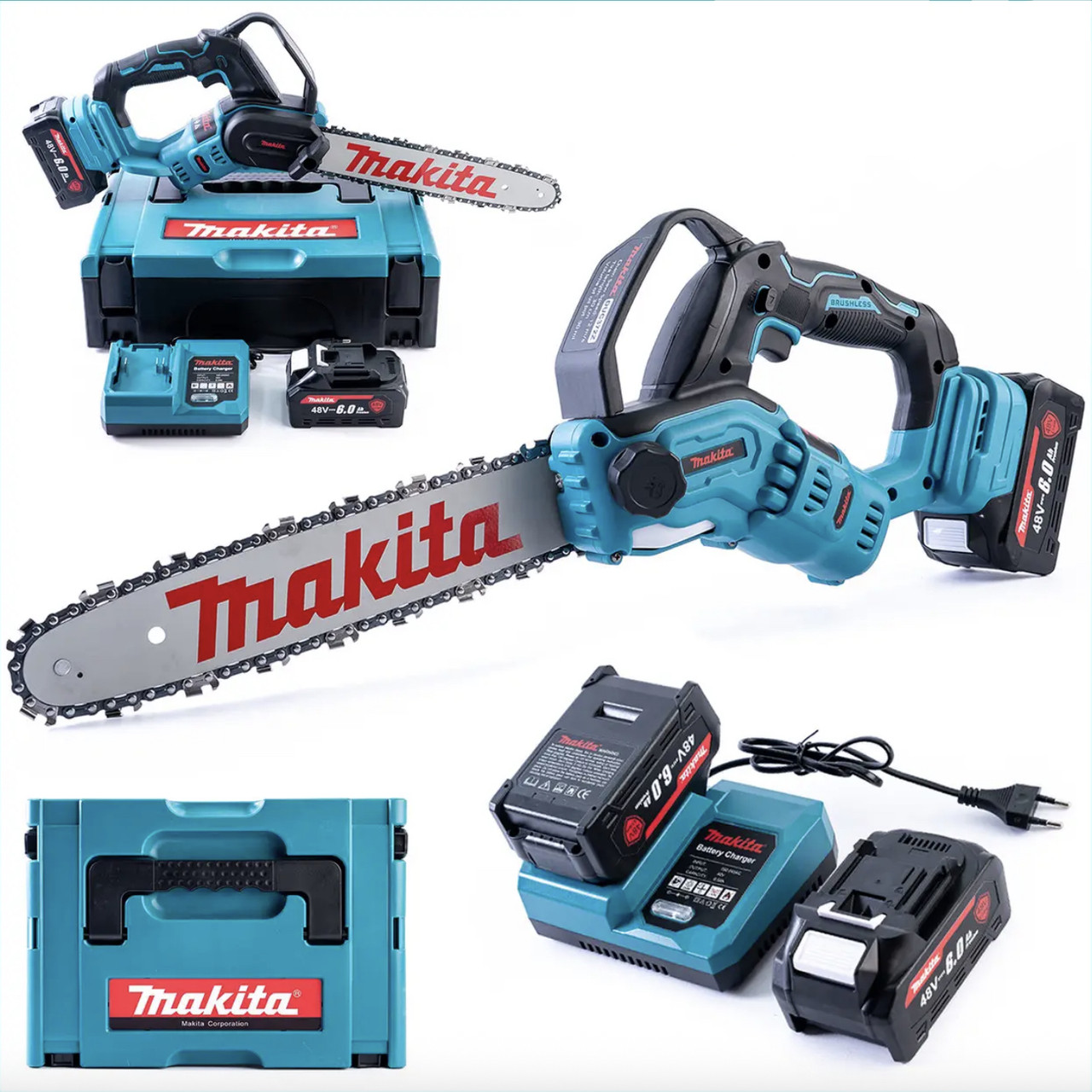 Акумуляторна пила Makita DUC372Z (48V, 6AH) Безщіткова АКБ пила Макіта із шиною 30 см для гілок і дров, фото 1