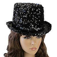 Шляпа цилиндр Блеск (черная)