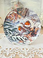 Порцелянова колекційна настінна тарілка "Rotkehlchen im Schnee", Ursula Band, 1992, Hutschenreuter, Німеччина