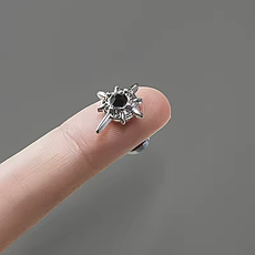 Сережки на магніті обманки "Зірка" із чорним каменем, фото 5