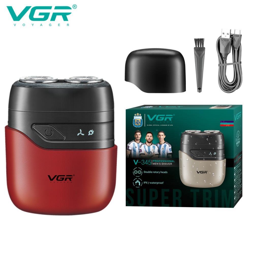 Електробритва VGR V-345 RED — роторна бритва із захистом IPX7 для сухого та вологого гоління