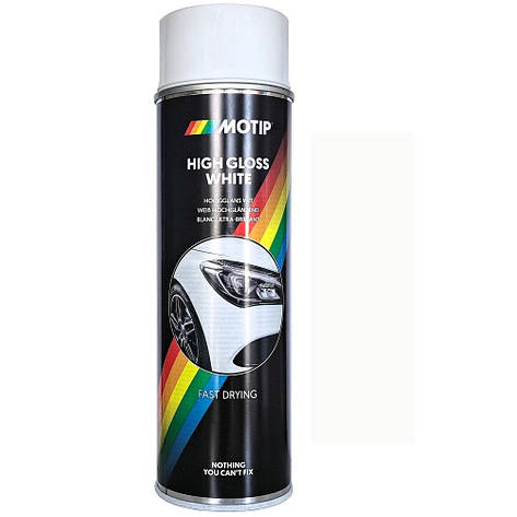 Акрилова фарба спрей біла Motip High Gloss White RAL 9003 500мл, фото 1