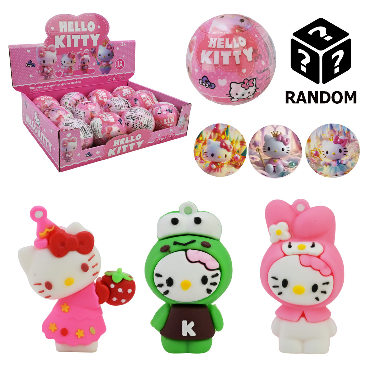 Фігурки мультгероїв ZS226-1 Hello Kitty куля 7 см 12шт у дисплеї 30, 5*22, 8*7, 8см, фото 1