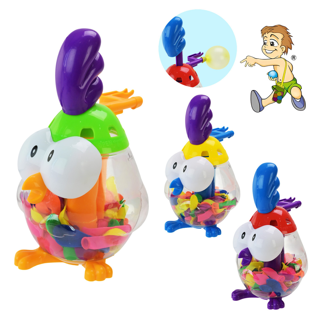 Бомбочка водяна YG49U кульки та насос, 4 кольор. 3уп по 12 шт у дисплеї /ціна за шт/колба 13*11*20 см, фото 1