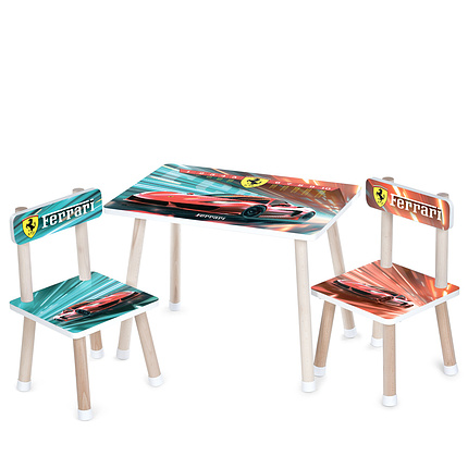 Дерев'яний столик з двома стільцями Bambi Ferrari (табличка множення) M 501-33 Червоний, фото 1
