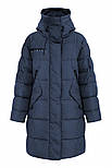 Довгий жіночий пуховик з високим коміром Finn Flare W20-51005-101 синій 2XL, фото 6