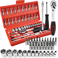 Універсальний набір ключів головок інструментів 46 предметів 1/4 Набір головок для автомобіля Набори інструмен