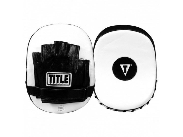 Лапи боксерські TITLE Boxing Cobra Leather Punch Mitts Black/White, фото 1