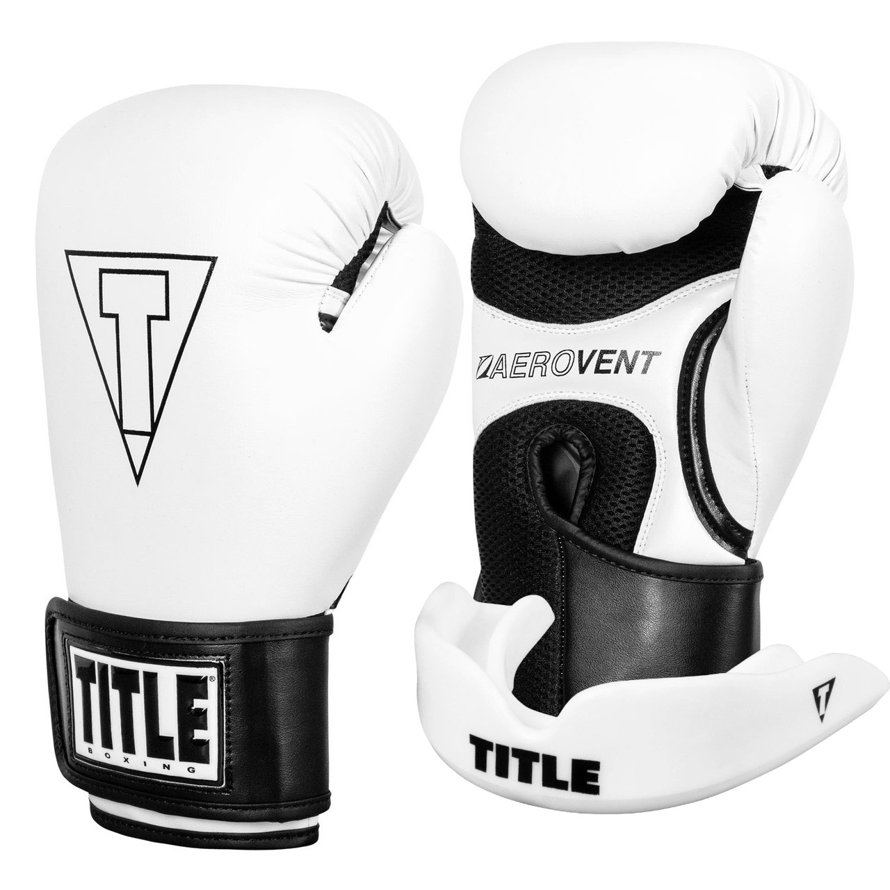 Боксерські рукавиці TITLE Boxing Vegan Gloves White/Black 12 oz (капа в комплекті), фото 1