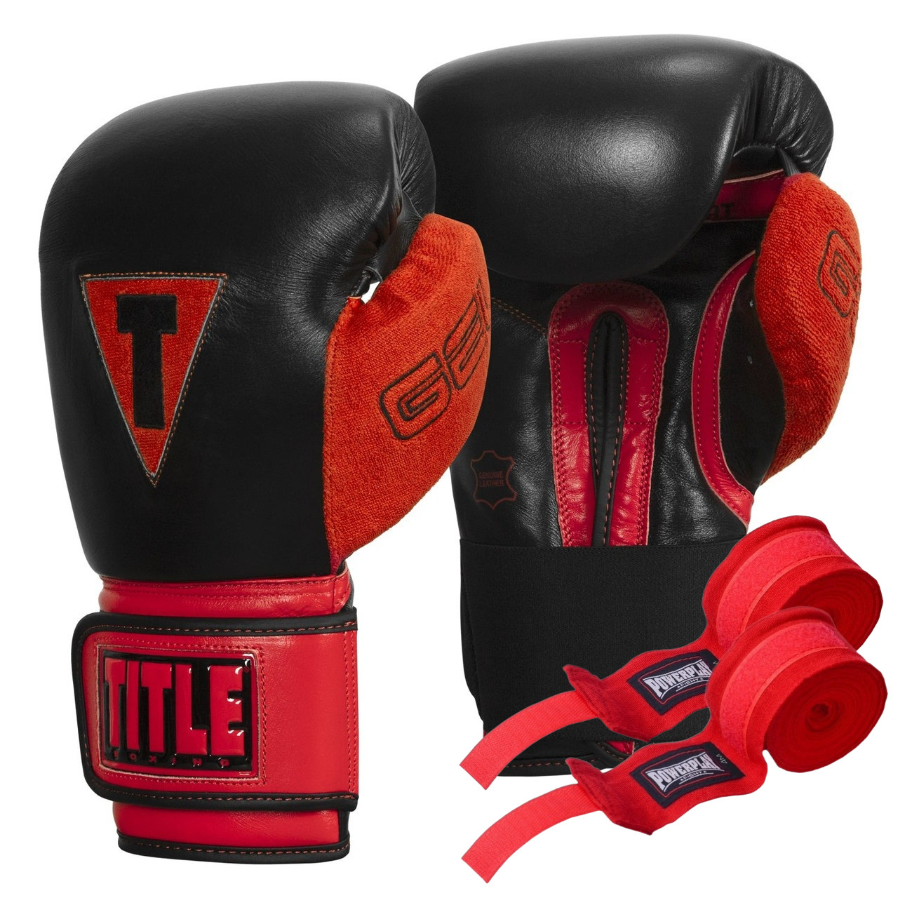 Боксерські рукавиці TITLE Boxing All Heart Bag Gloves 2.0 Black/Red 14 oz (бинти 4м. в комплекті), фото 1
