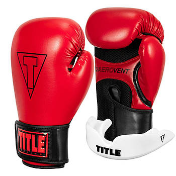 Боксерські рукавиці TITLE Boxing Vegan Gloves Red/Black 8 oz (капа в комплекті)