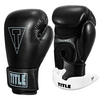 Боксерські рукавиці TITLE Boxing Vegan Gloves Black 8 oz (капа в комплекті)