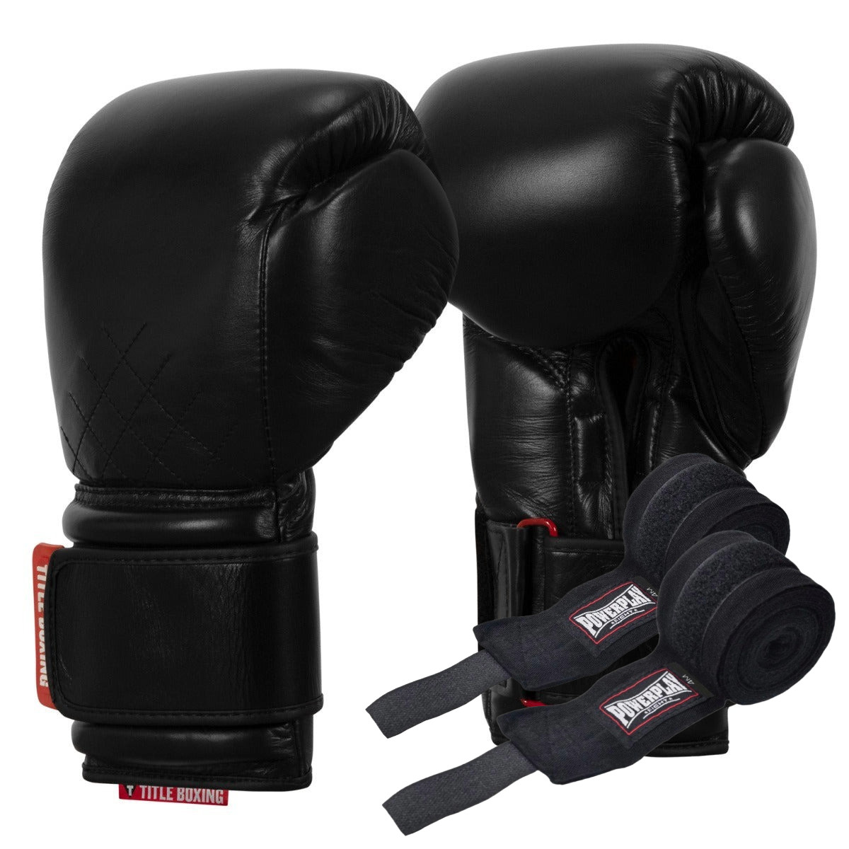 Боксерські рукавиці TITLE Boxing Ko-Vert Black 16 oz (бинти 4м. в комплекті), фото 1