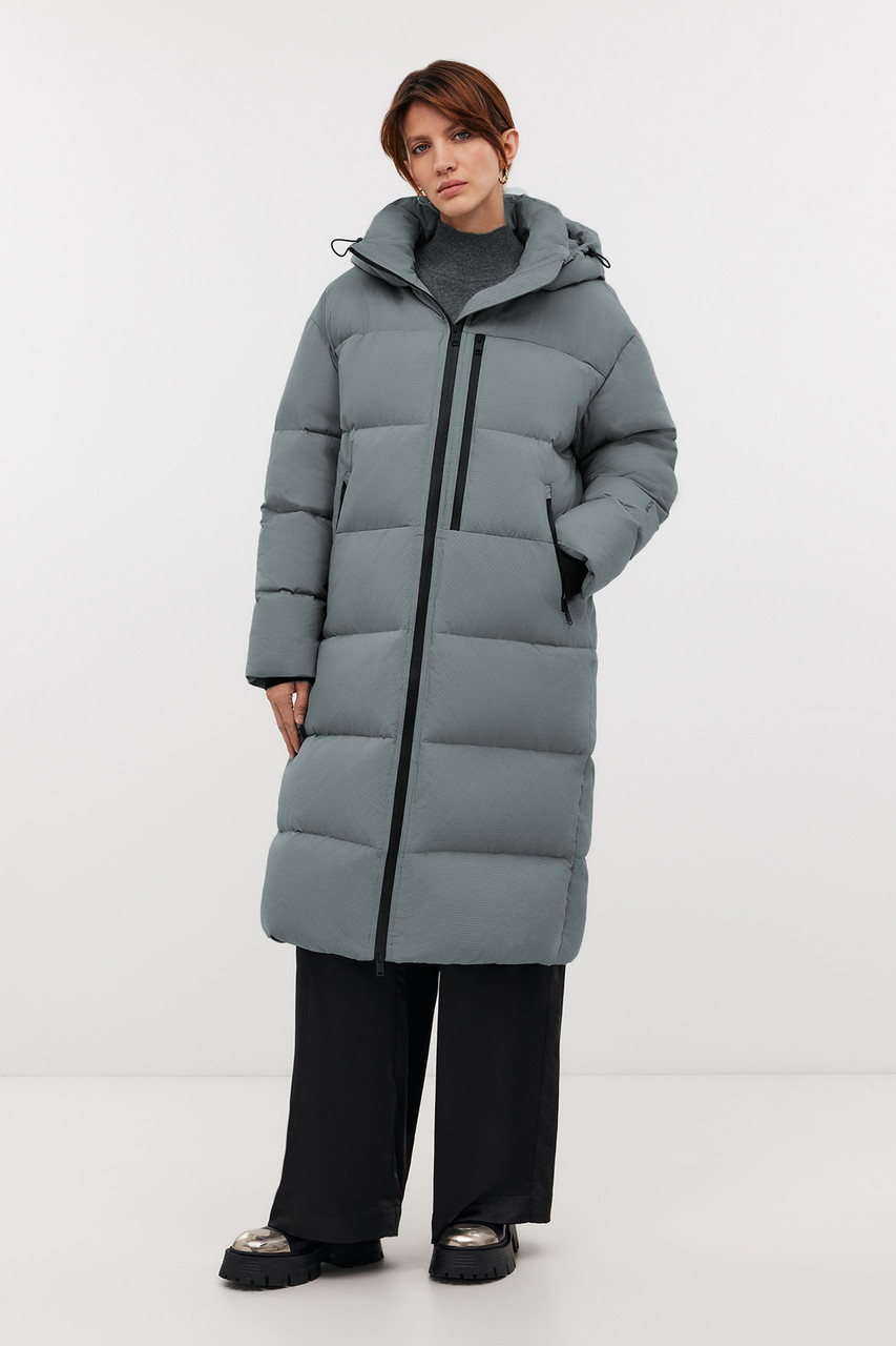 Довгий пуховик жіночий Baon B0224501-524 зелений M, фото 1