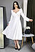 Вечірнє романтичне жіноче плаття з декольте і пишними рукавами, молочно-біле, фото 2