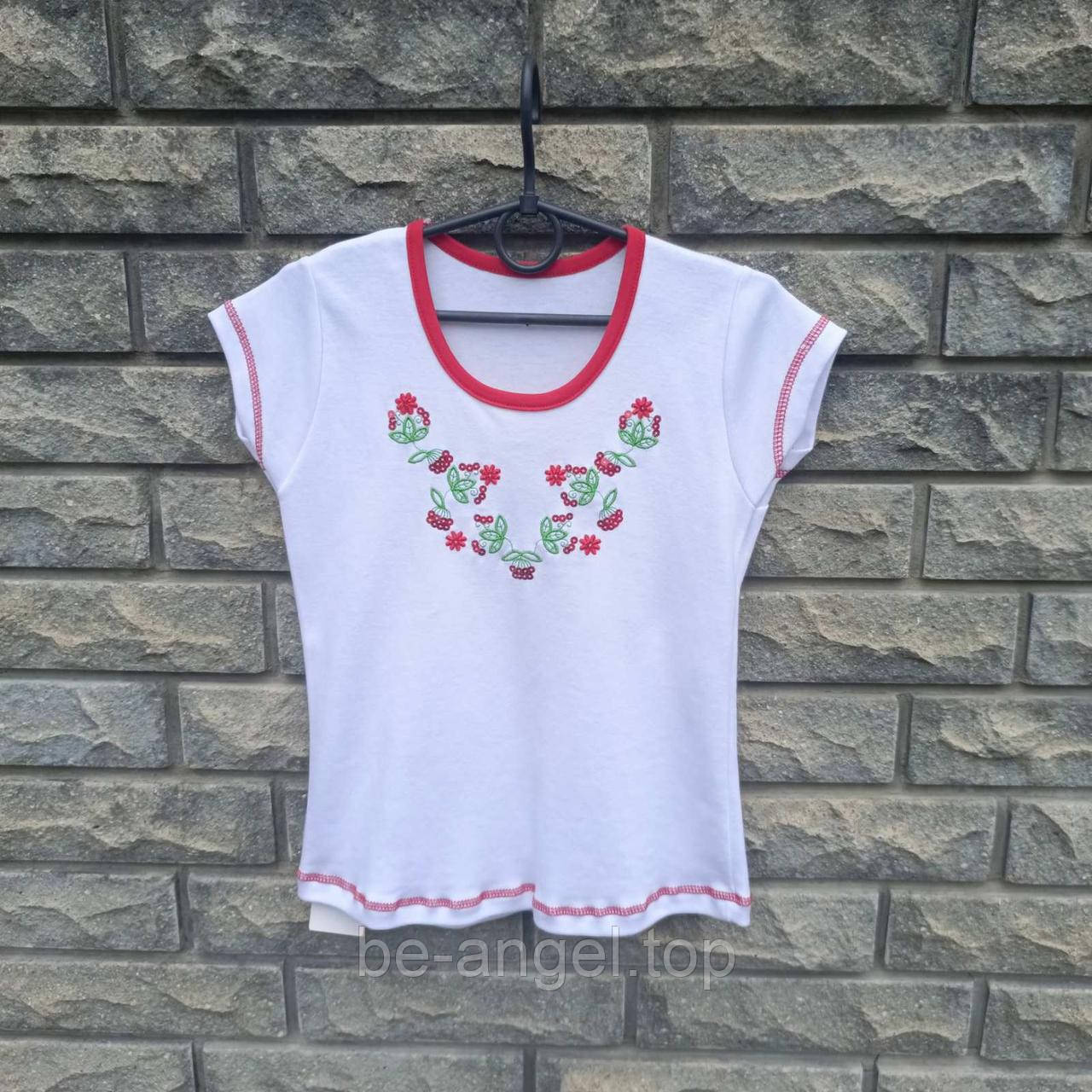 Вишиванка-футболка для дівчинки з паєтками, фото 1