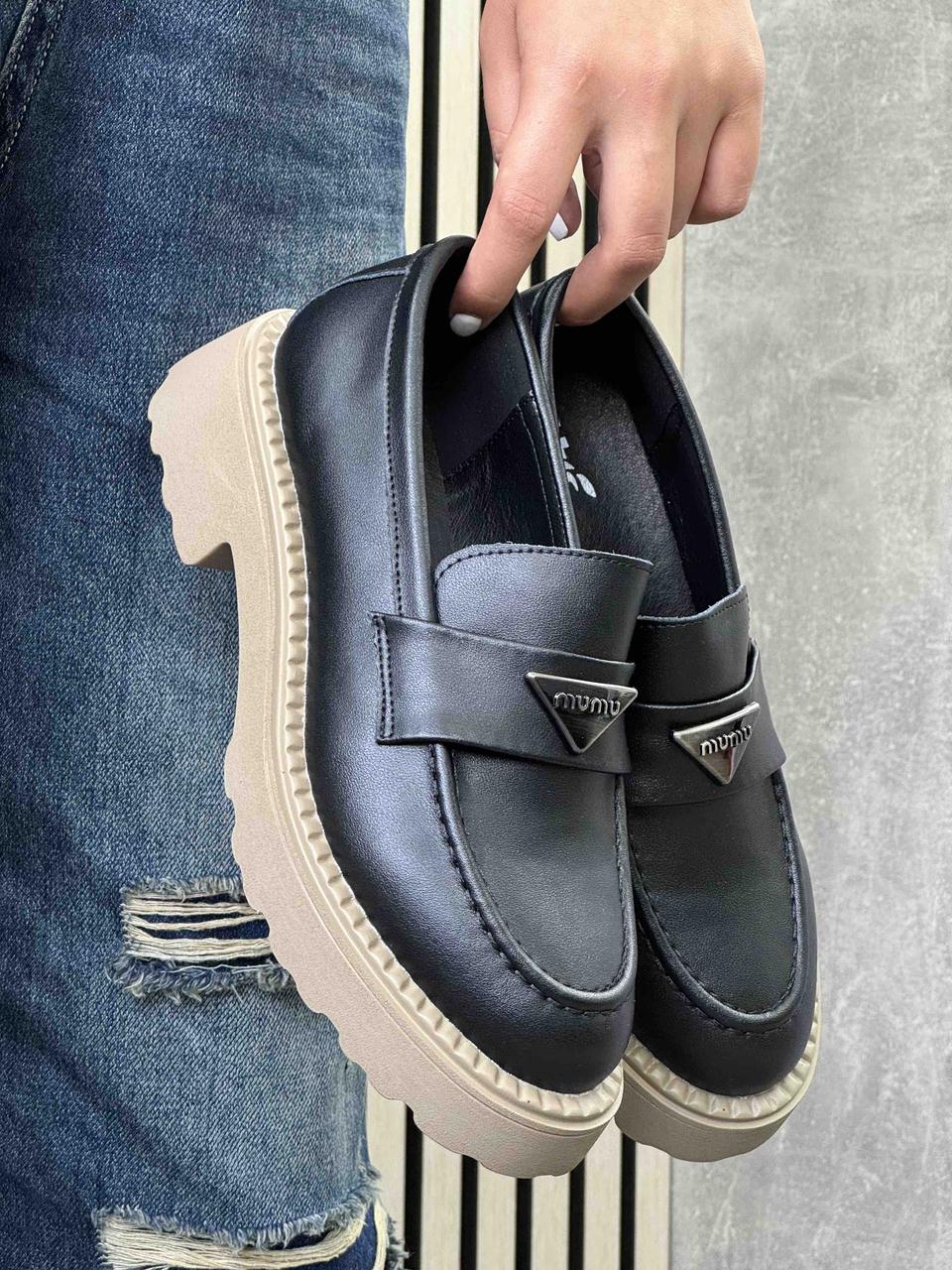 Туфлі лофери " ШКІРА " жіночі 6 пар у ящику чорного кольору 37-41, фото 1