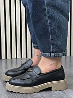 Туфлі лофери " ШКІРА " жіночі 6 пар у ящику чорного кольору 37-41, фото 2