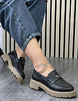 Туфлі лофери " ШКІРА " жіночі 6 пар у ящику чорного кольору 37-41, фото 5