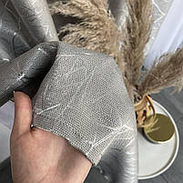 Штори льон "бите скло" світло-сірі  з білим шифоновим тюлем ALBO (SHTN-M17-6), фото 3