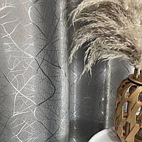 Штори льон "бите скло" світло-сірі  з білим шифоновим тюлем ALBO (SHTN-M17-6), фото 5