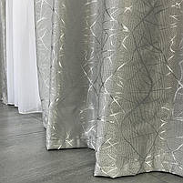 Штори льон "бите скло" світло-сірі  з білим шифоновим тюлем ALBO (SHTN-M17-6), фото 7