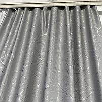 Штори льон "бите скло" світло-сірі  з білим шифоновим тюлем ALBO (SHTN-M17-6), фото 8