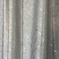 Штори льон "бите скло" світло-сірі  з білим шифоновим тюлем ALBO (SHTN-M17-6), фото 10