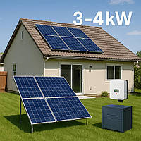 Комплект солнечной электростанции 3 кВт | инвертор, солнечная панель 580 Вт, аккумулятор 2.56 кВт г | бесплатная доставка