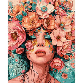 Набір для розпису по номерам 40*50см Дівчина у квітах КНО8440