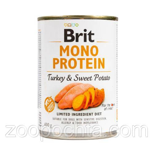 Вологий корм Brit Mono Protein Turkey & Sweet Potato для собак, паштет з індичкою та бататом, 400 гр, фото 1