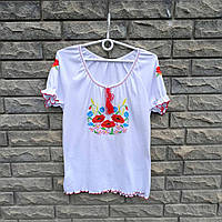 Вишиванка жіноча біла "Маки та волошки"