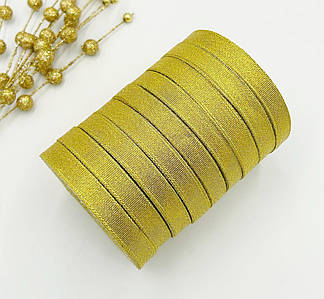 ОПТ / Стрічка парча / 1.2 см / Упаковка - 10 рулонів по 23 метри / Золотий