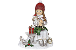 Декоративна новорічна статуетка Дівчинка з кішкою 17.5 см BonaDi
