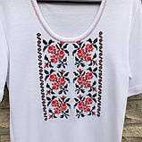 Вишиванка жіноча біла червоно-чорний візерунок хрестиком, фото 3