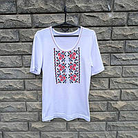 Вишиванка жіноча біла червоно-чорний візерунок хрестиком