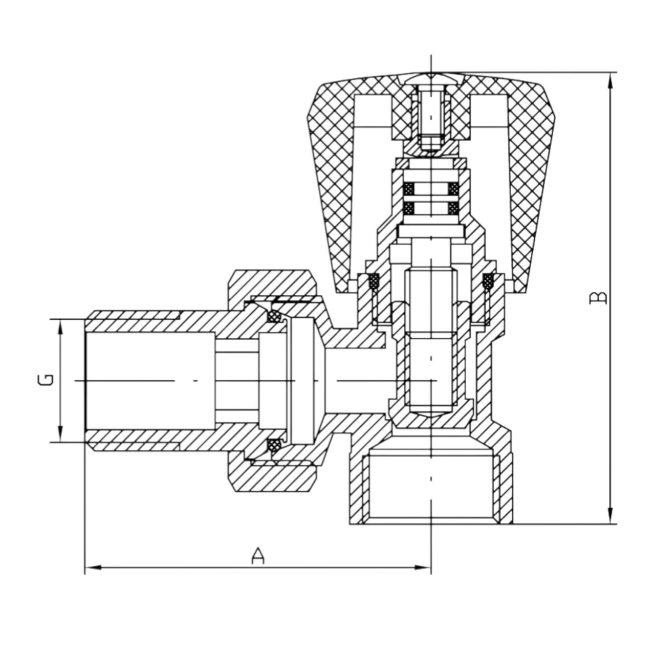 Вентиль радіаторний кутовий KR.901