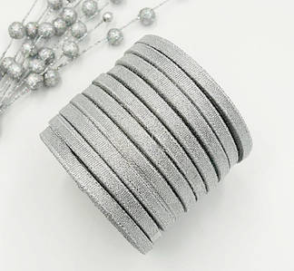 ОПТ / Стрічка парча / 0.6 см / Упаковка - 10 рулонів по 23 метри / Срібло