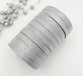 ОПТ / Стрічка парча / 1.2 см / Упаковка - 10 рулонів по 23 метри / Срібло