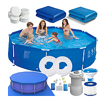 Басейн каркасний для дітей Avenli 305х76см + кришка + килимок + дозатор та більше 16в1