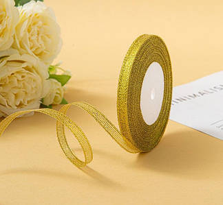 Стрічка парча / 0,6 см / Бунт - 23 метри / Золотий