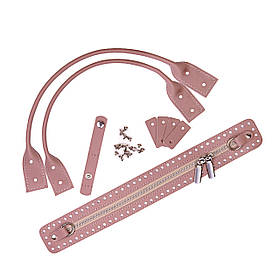 Комплект із натуральної шкіри для сумки Такса, колір Фрезовий