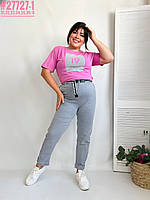 Жіночі штани у тонку смужку з поясом розмірний ряд 31,32,33,34,35,36