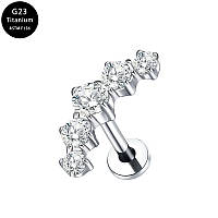 Титановий лабрет 5 камінчиків